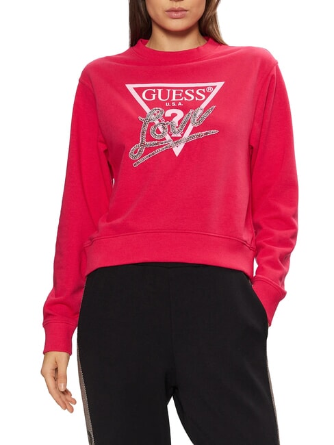 GUESS LOVE TRIANGLE Camisa de entrenamiento rojo salvaje - Sudaderas de mujer