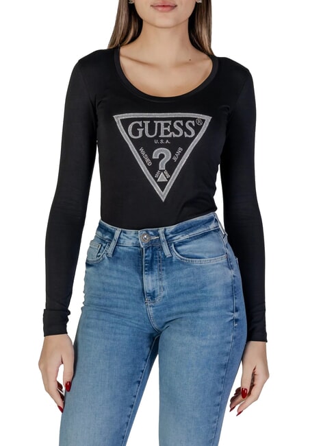 GUESS SHINY TRIANGLE  Camiseta de manga larga jetbla - camiseta