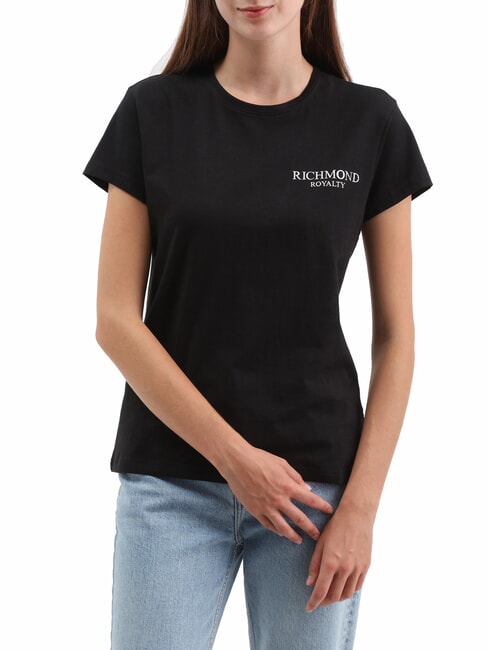 JOHN RICHMOND REUCA Camiseta de algodón elástico negro/plata oscuro - camiseta