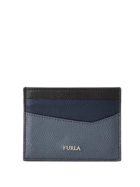 FURLA MARTE  Tarjetero de piel negro+azul ártico f - Carteras Mujer