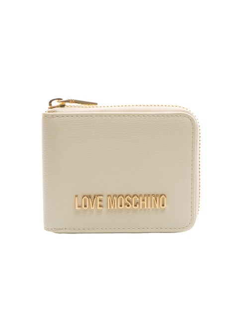 LOVE MOSCHINO METALLIC LOGO Cartera pequeña con cremallera Marfil - Carteras Mujer