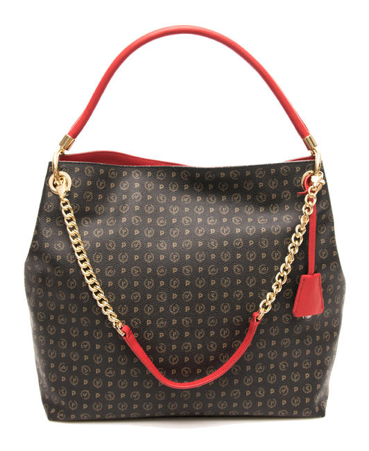 POLLINI Heritage Classic Bolso saco de hombro, con bandolera laca negra - Bolsos Mujer