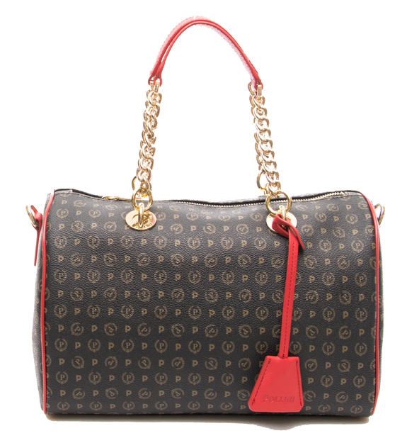 POLLINI Heritage Classic Bolso bowling de mano, con bandolera laca negra - Bolsos Mujer