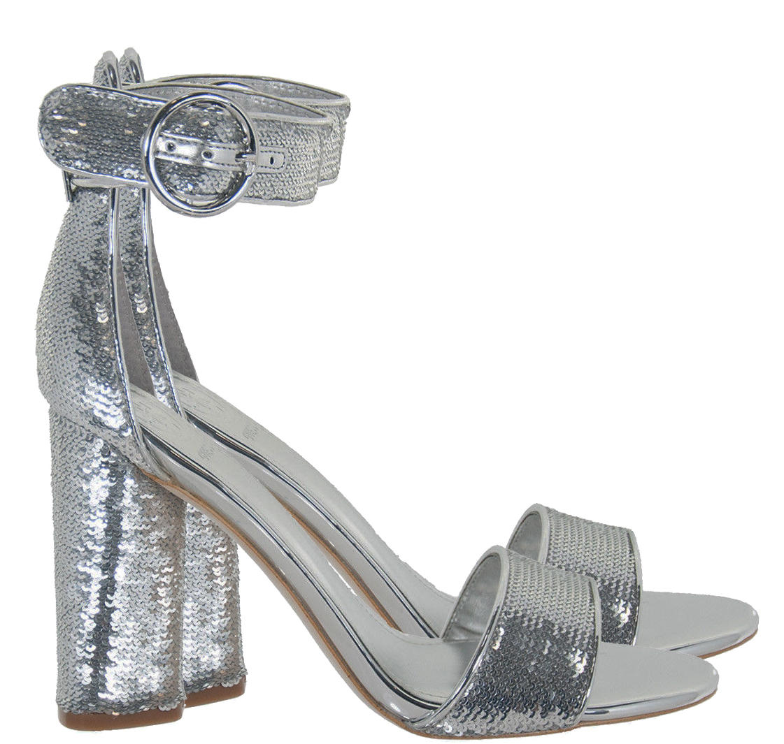 Guess Sandalias Altas Abha, Con Lentejuelas Silver - ¡compra A Precios