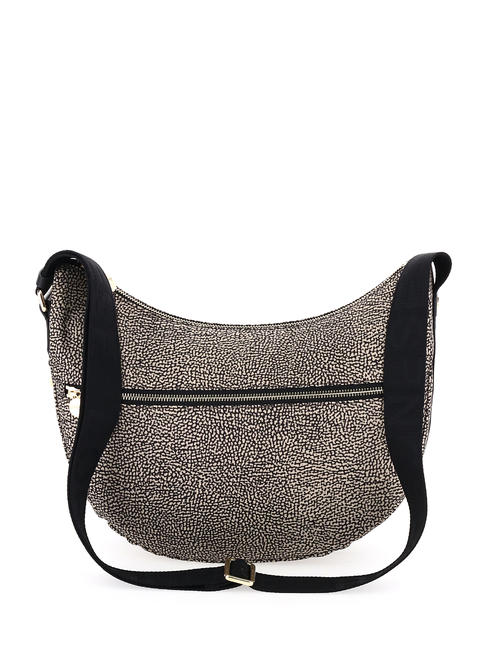 BORBONESE BORBONESO Bolso de hombro LUNA en tejido jet op OP / NATURAL / NEGRO - Bolsos Mujer