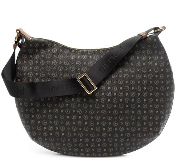 POLLINI Heritage Classic Bolso de hombro, con detalles de piel negro marrón - Bolsos Mujer