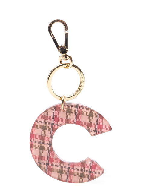 COCCINELLE  PLEXY TARTAN "C" Llavero de piel PIVOINE - Llaveros